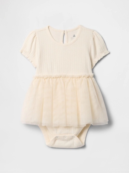 GAP Other - GAP Cream Tulle Peplum Baby Dress Bodysuit